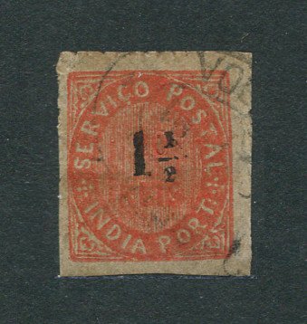 1881 - Afinsa nº 65h. Nativos com sobretaxa. Tipo IIB. Selo de 1 1/2r/20r usado. Em boas condições.