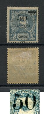 1905 - Afinsa nº 54c. D. Carlos I com sobretaxa. Selo de 50r/65r novo, COM CHARNEIRA (*) e goma original. Tipo III, "5" COM BANDEIRA CURTA. Em boas condições.