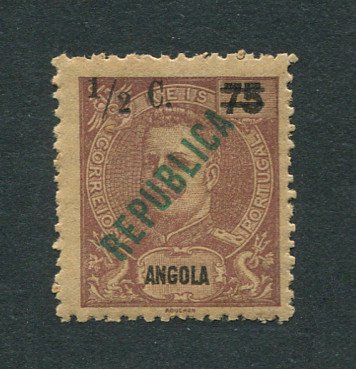 1919 - Afinsa nº 192b. D. Carlos I com sobretaxa. Selo de 1/2c/75r novo, COM CHARNEIRA (*) e goma original. ''2'' MAIS FINO. Em boas condições.