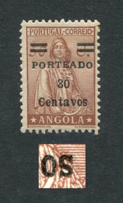 1949 - Porteado nº 33a. Ceres com sobrecarga. Selo de 30c/50c novo, COM CHARNEIRA (*) e goma original. "S" INVERTIDO. Em boas condições.