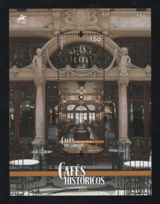 2016 - Bloco nº 565. Cafés Históricos (1º grupo). Novo sem charneira. Em boas condições.