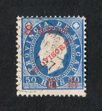 1894 - Afinsa nº 64. D. Luis I com sobrecarga PROVISORIO e sobretaxa. Selo de 8a/50r USADO. Denteado 12 1/2. Em boas condições.
