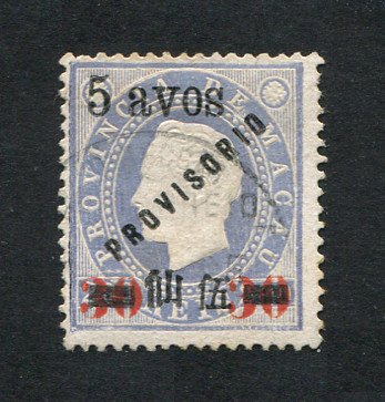 1894 - Afinsa nº 69b. D. Luis I com sobrecarga PROVISORIO e sobretaxa. Selo de 5a/30a/200r USADO. Denteado 13 1/2. Em boas condições.