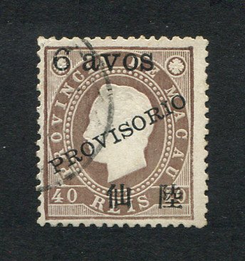 1894 - Afinsa nº 63. D. Luis I com sobrecarga PROVISORIO e sobretaxa. Selo de 6a/40r USADO. Denteado 12 1/2. Em boas condições.