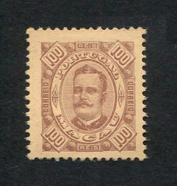 1893 - Afinsa nº 55. D. Carlos I. Selo de 100r novo sem goma como emitido. Em boas condições.