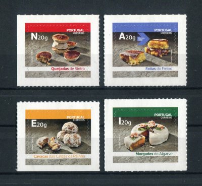 2019 - Afinsa nº 5090/5093. Doces Tradicionais Portugueses - SELOS AUTOADESIVOS (3º grupo). Série completa nova sem charneira. Goma original. Em boas condições.