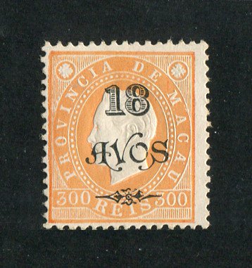1902 - Afinsa nº 110. D. Luis I com sobretaxa. Selo de 18a/300r novo sem goma como emitido. Denteado 12 1/2. Em boas condições.