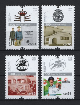 2019 - Afinsa nº 5169/5172. 500 Anos do Correio em Portugal (4º Grupo). Série nova sem charneira. Goma Original. Em boas condições.