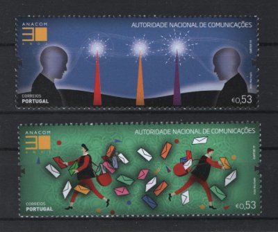 2019 - Afinsa nº 5175/5176. Autoridade Nacional de Comunicações - ANACOM - 30 Anos. Série nova sem charneira. Goma Original. Em boas condições.