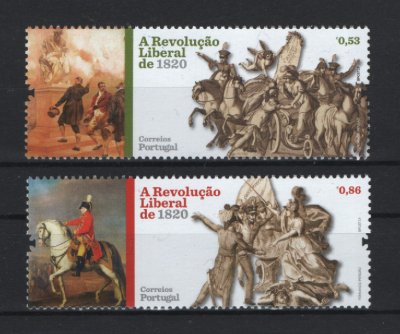 2019 - Afinsa nº 5181/5182. A Revolução Liberal de 1820. Série nova sem charneira. Goma Original. Em boas condições.
