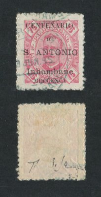 1895 - Afinsa nº11. D. Carlos I com sobrecarga "Centenário de S. António". Selo de 75 reis usado. Com CERTIFICADO DE PERITAGEM (CERTIFICATE). Em boas condições.