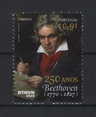 2020 - Afinsa nº 5209. 250 Anos do Nascimento de Ludwig van Beethoven. Série nova sem charneira. Goma Original. Em boas condições.