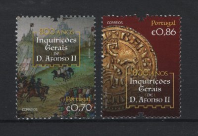 2020 - Afinsa nº 5263/5264. 800 Anos das Inquirições Gerais de D. Afonso II. Série nova sem charneira. Goma Original. Em boas condições.