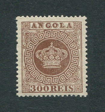 1870 - Afinsa nº 9b. Coroa. Selo de 300 reis novo, SEM GOMA. CASTANHO VERMELHO. Denteado 13 1/2. Em boas condições.