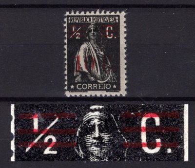 1928 - Afinsa nº 454c. Ceres com sobretaxa. Selo de 10c/1/2c novo SEM CHARNEIRA (**) e com goma original. SOBRECARGA/BARRAS TIPO V. Papel liso, 12x11 1/2. Em boas condições.