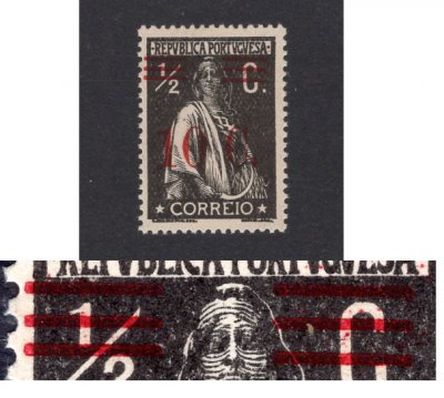 1928 - Afinsa nº 454i. Ceres com sobretaxa. Selo de 10c/1/2c novo SEM CHARNEIRA (**) e com goma original. SOBRECARGA/BARRAS TIPO V. Papel pontinhado, 15x14. Em boas condições.