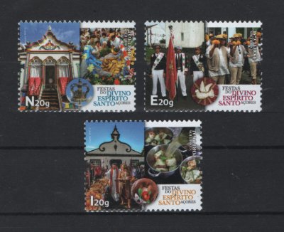 2020 - Afinsa nº 5275/5277. Festas do Divino Espírito Santo - Açores. Série nova sem charneira. Goma Original. Em boas condições.