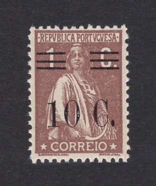 1928 - Afinsa nº 455b. Ceres com sobretaxa. Selo de 10c/1c novo SEM CHARNEIRA (**) e com goma original. SOBRECARGA/BARRAS TIPO IV. Papel liso, 12x11 1/2. Em boas condições.