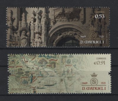 2021 - Afinsa nº 5327/5328. D. Manuel I 1469-1521. Série nova sem charneira. Goma Original. Em boas condições.