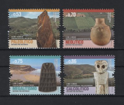 2018 - Afinsa nº 5049/5052. Roteiro Pré-Histórico (1º Grupo). Série nova sem charneira. Goma Original. Em boas condições.