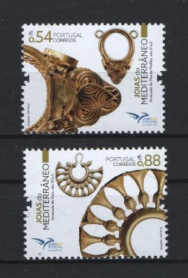 2021 - Afinsa nº 5399/5400. EUROMED POSTAL - Joias Tradicionais do Mediterrâneo (7º Grupo). Série nova sem charneira. Goma Original. Em boas condições.