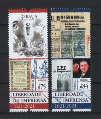 2021 - Afinsa nº 5401/5402. Bicentenário da Liberdade de Imprensa 1821-2021. Série nova sem charneira. Goma Original. Em boas condições.