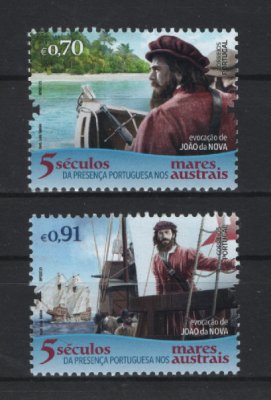 2021 - Afinsa nº 5424/5425. 5 Séculos da Presença Portuguesa nos Mares Austrais - Evocação de João da Nova. Série nova sem charneira. Goma Original. Em boas condições.