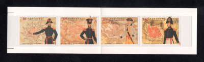 1997 - Caderneta Afinsa nº 109 - 2462a/2465a. 350 Anos da Engenharia Militar. Série completa nova sem charneira. Em boas condições.