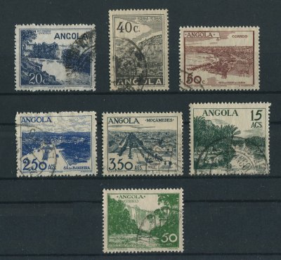 1949 - Afinsa nº 311/317. Vistas de Angola. Série completa USADA. Em boas condições.