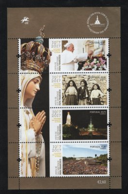2017 - Bloco nº 572. Visita de Sua Santidade O Papa Francisco, a Fátima. Novo sem charneira. Em boas condições.