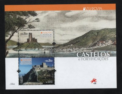 2017 - Bloco nº 575. Europa - Castelos e Fortificações - Continente. Novo sem charneira. Em boas condições.