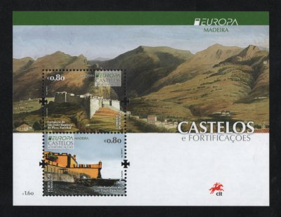 2017 - Bloco nº 577. Europa - Castelos e Fortificações - Madeira. Novo sem charneira. Em boas condições.