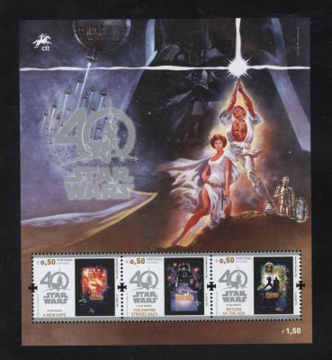 2017 - Bloco nº 581. Star Wars - 40 Anos. Novo sem charneira. Em boas condições.