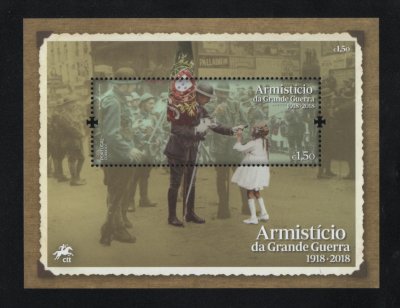 2018 - Bloco nº 605. Centenário do Armistício da Grande Guerra de 1914-18. Novo sem charneira. Em boas condições.