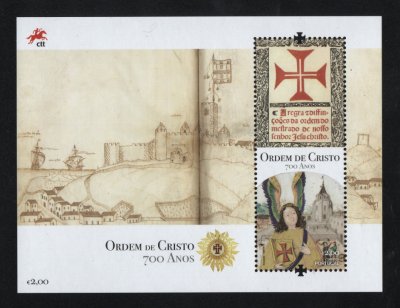 2019 - Bloco nº 611. 700 Anos da Ordem de Cristo. Novo sem charneira. Em boas condições.