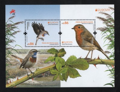 2019 - Bloco nº 613. Europa - Aves Nacionais - Continente. Novo sem charneira. Em boas condições.