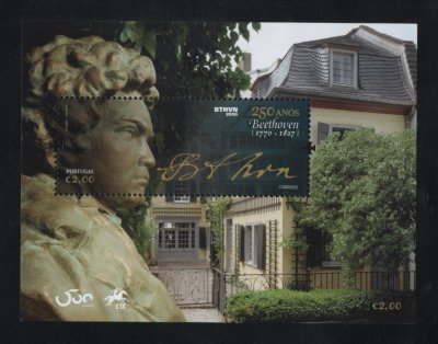 2020 - Bloco nº 629. 250 Anos do Nascimento de Ludwig van Beethoven. Novo sem charneira. Em boas condições.