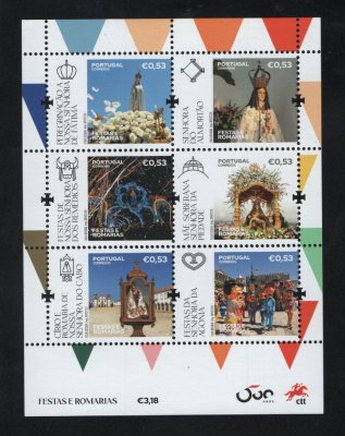 2020 - Bloco nº 635. Festas e Romarias - Lugares de Fé. Novo sem charneira. Em boas condições.