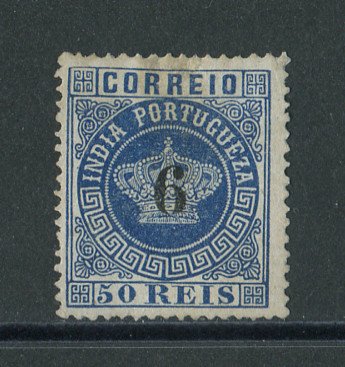 1881 - Afinsa nº 84a. Coroa com sobretaxa. Selo de 6r/50r novo sem goma como emitido. Denteado 13 1/2. Com CERTIFICADO DE PERITAGEM. Tem uma pequena transparência, quase impercetível.