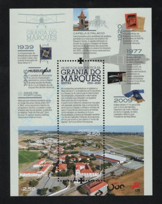 2020 - Bloco nº 643. 100 Anos da Aeronáutica na Granja do Marquês - Sintra 1920-2020. Novo sem charneira. Em boas condições.