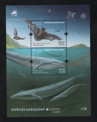 2021 - Bloco nº 651. Europa - Espécies Ameaçadas - Açores. Novo sem charneira. Em boas condições.