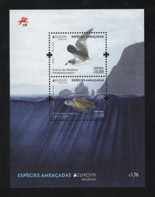 2021 - Bloco nº 652. Europa - Espécies Ameaçadas - Madeira. Novo sem charneira. Em boas condições.