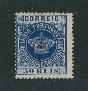 1881 - Afinsa nº 91. Coroa com sobretaxa. Selo de 1T/50r novo sem goma como emitido. Denteado 12 1/2. Em boas condições.