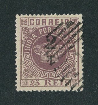 1881 - Afinsa nº 95a. Coroa com sobretaxa. Selo de 2T/25r usado. Denteado 13 1/2. Em boas condições.
