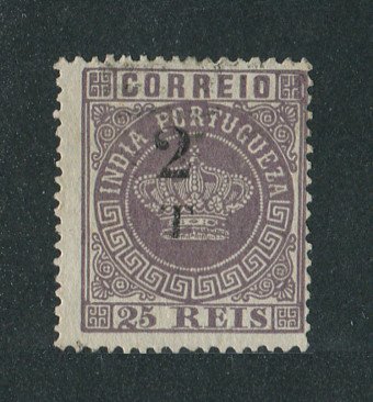 1881 - Afinsa nº 95a. Coroa com sobretaxa. Selo de 2T/25r usado. Denteado 13 1/2. Em boas condições.