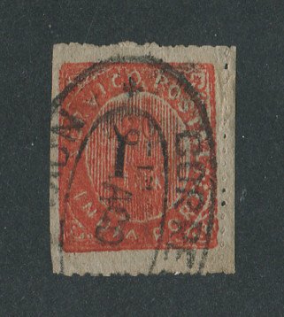 1881 - Afinsa nº 65i. Nativos com sobretaxa. Tipo ID. Selo de 1 1/2r/20r usado. Com CERTIFICADO DE PERITAGEM (CERTIFICATE). Em boas condições.