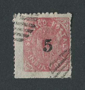 1881 - Afinsa nº 63. Nativos. Tipo IIA. Selo de 5r/15r usado. Em boas condições.