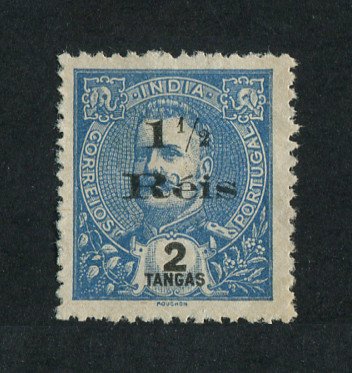 1900 - Afinsa nº 166. D. Carlos I com sobrecarga. Selo de 1 1/2r/2T novo sem goma. SOBRECARGA I. Em boas condições.