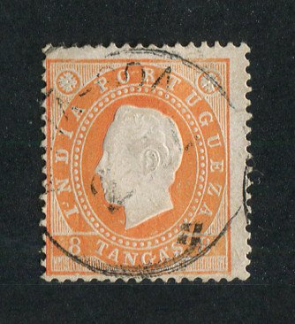 1886 - Afinsa nº 138a. D. Luis I. Selo de 8t usado. Denteado 13 1/2. Em boas condições.