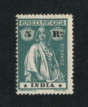 1914 - Afinsa nº 260e. Ceres. Selo de 5r novo, COM CHARNEIRA (*) e goma original. Papel esmalte, denteado 15x14. Estrelas: I-I (posição normal). Em boas condições.